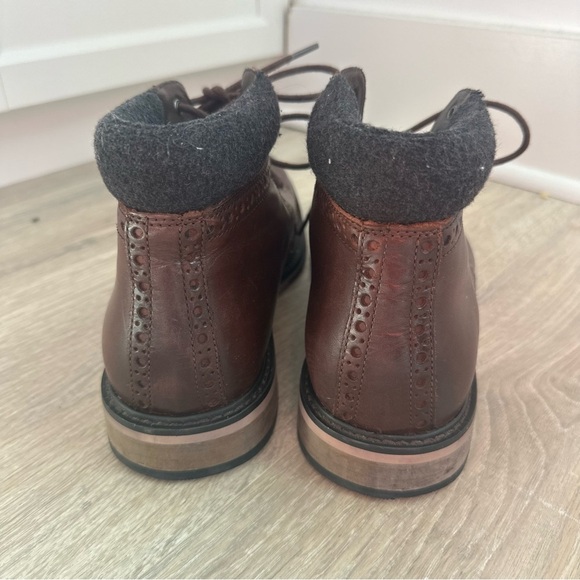 Express brown leather cap toe oxford ankle boots with wool trim main image 5